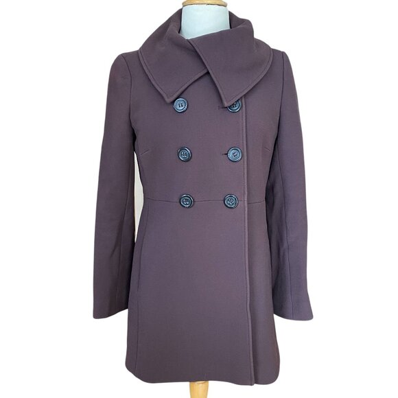 J Crew Wool Italian Double-Cloth Topcoat Plum Purple Quiet Luxury Old Money Sz 8 - Picture 1 of 12